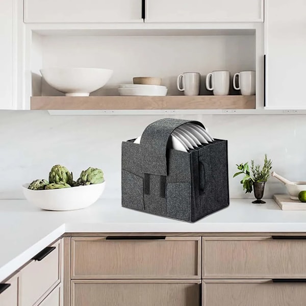 Picnic taske pladeholder filt, autocamper pladeholder til 8 tallerkener op til Ø 26 cm