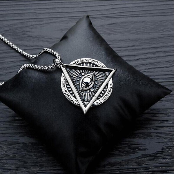 Vintage Herre Illuminati Frimurer All Seeing Eye Vedhæng Halskæde Rustfrit Stål Kæde Smykker