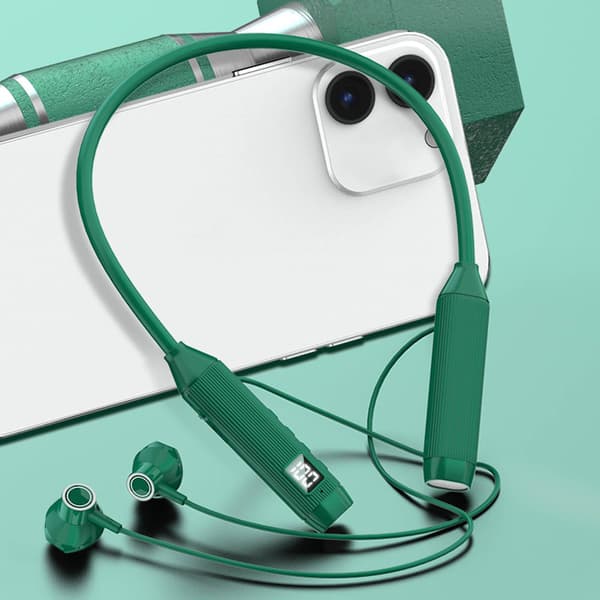 Hängande nackband Bluetooth-headset med stort batteri och digital display