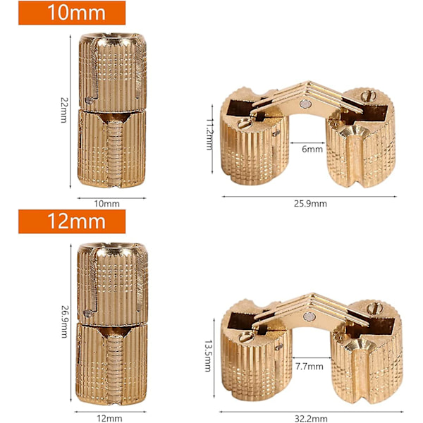 4 st/förpackning Mässing Dold Gömda Gångjärn Osynlig Tunna Gångjärn För Diy Smycken (10mm)