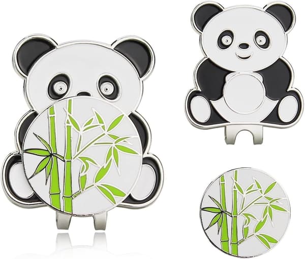 Dww-2stk-Golfballmarkører Panda W Style Golfballmarkør Magnetisk Golfhatt Klips Legering Golf Cap Klips