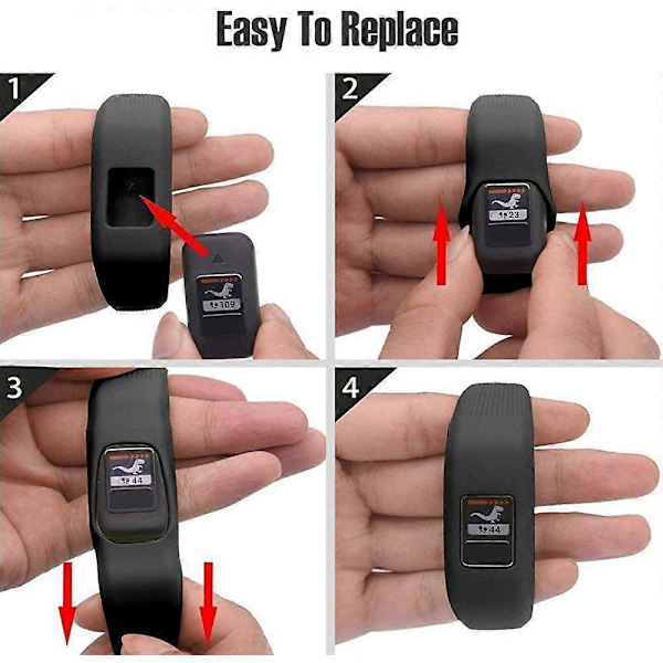 (2-pack) Kompatibel med Garmin Vivofit jr, jr 2, 3 armband, All-in-one silikon stretchband för barn pojkar flickor små stora (ingen spårare)