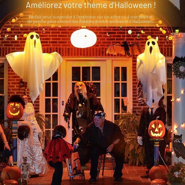 Halloween Hængende Dekoration Spøgelse Vindpose LED Lysende Spøgelse Have Terrasse Udendørs Indendørs Dekoration Tilbehør
