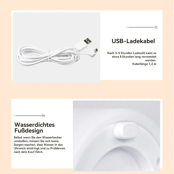 Nattlampa vas, 3 färger justerbar, USB-laddningsbar, LED-utbytbar