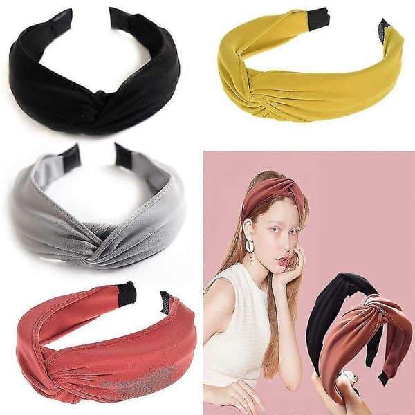 4 st Kvinnors Hårband Boho i Retro Stil, Knuten Elastisk