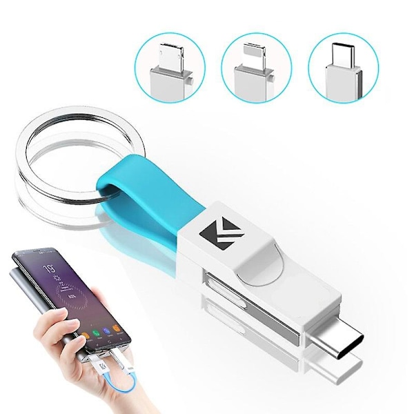 3 In 1 Usb Cable,usb Mobile Data Cable,mini Keychain Charger,mini Keychain Charging Cables,lightning Cable ,micro Usb,type-c Cables, Portable Mini Key