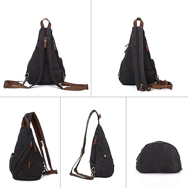 Kangaskassi olkalaukku - Pieni crossbody-reppu olkalaukku rento päiväretkireppu miesten ja naisten käyttöön