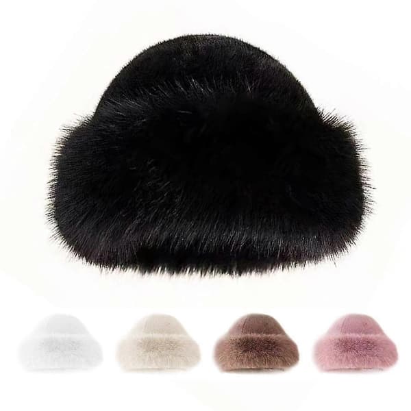 Vinter-bucket-hatt för kvinnor - Plyschvarm, vindtät, modebasker, tjockstickad Brown