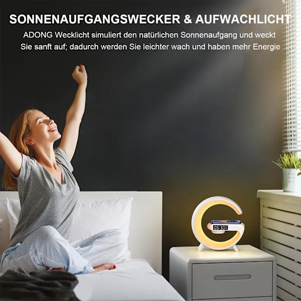 G-formad omgivande sänglampa, musikbelysning surroundhögtalare, vit