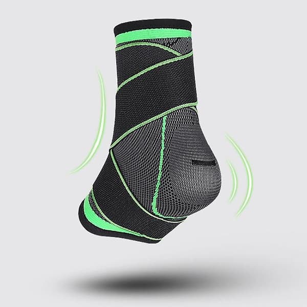 Strap Sports Ankelsupport, 1 par, nylonmateriale, sort+grå+grøn, 10*9*25cm