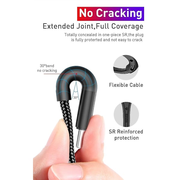1m 2m 3m 60w Usb C Type-c Hurtiglading Kabel Lad Data Ledning Dobbel Type-c-1m Blå