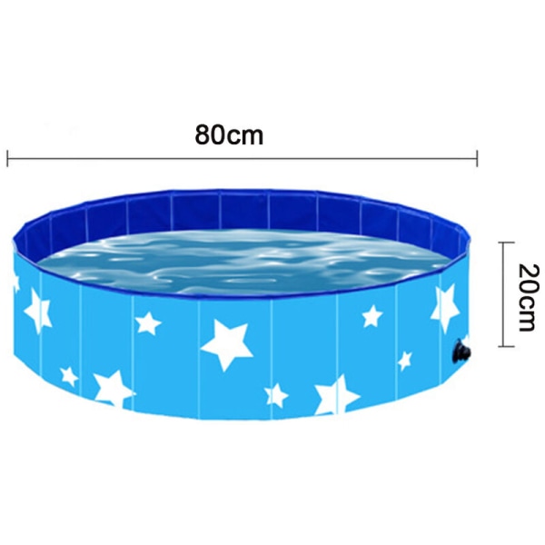 Hundebasseng for store og små hunder, 80cm 20cm sammenleggbare hundebasseng, plaskebasseng for barn og hunder, hundebadekar, blå