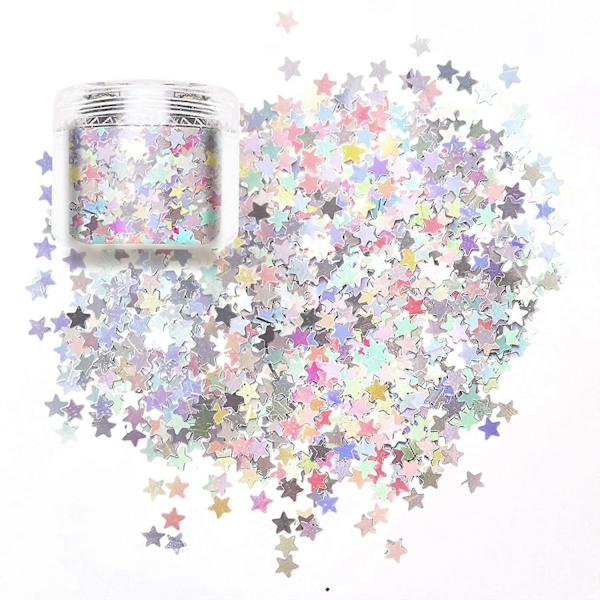 Laser Tiny Star Glitter Sparkle Shiny Falska Naglar Sekvenser Akryl Pailletter Redial Naglar Fest Dekoration DIY Hantverk Premium Nagelkonst Kropp Öga B