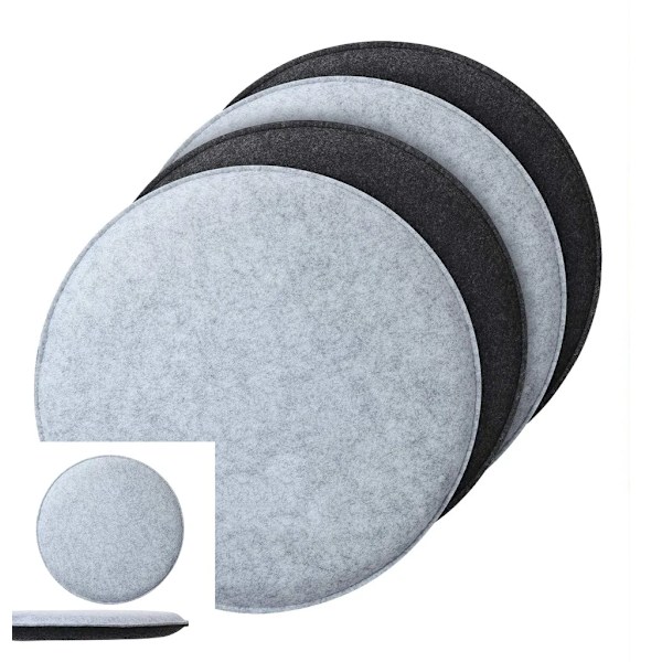 Design sittdyna rund av filt ø34cm | Set om 1 | Tvättbara stolsdynor, halkfria | Bekväma trädgårdsdynor och ölänksdynor