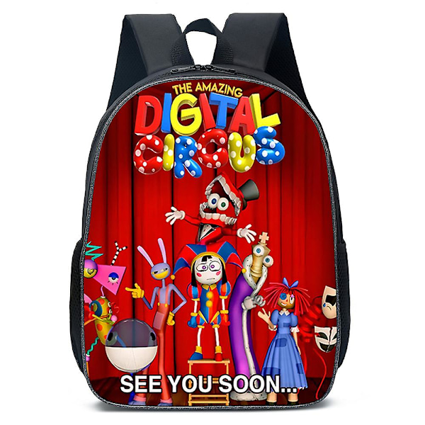 Kids Boys Girls The Amazing Digital Circus Cartoon Backpack Student School Bag Travel Rucksack Shoulder Bag Gifts（B）