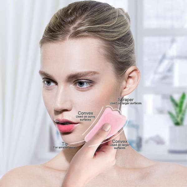 Jade Roller og Gua Sha Massage Værktøjssæt, Jade Roller Kompatibel med Ansigt