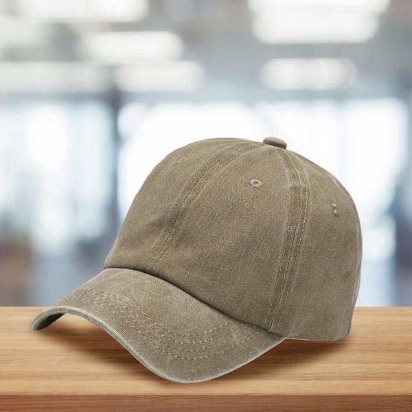 Vintage Old Solid Baseball Cap Simpel Blød Dome Duckbill Cap Til Mænd Og Kvinder (Khaki)