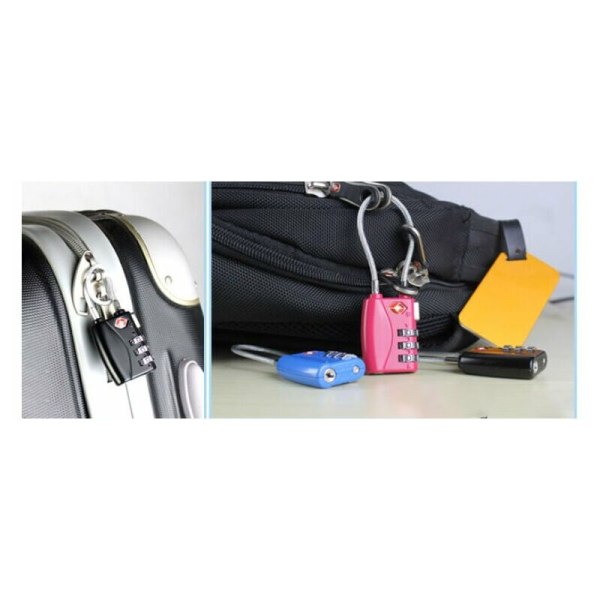 [1 pakke] TSA-bagagelåse, 3-cifret sikkerhedshængelås, kombinationslås, kodelås til rejsekuffert, kuffert, bagagetaske osv. Sort