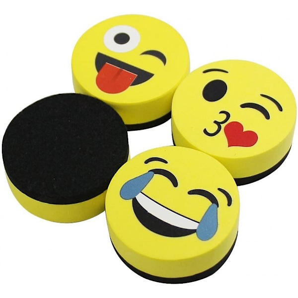 Magnetisk whiteboard-suddgummi med smiley-ansikte / 4-pack med 2\" torr-suddgummin