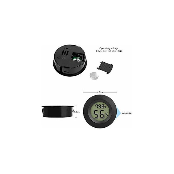 2-pack minikylskåp frys hygrometer termometer, elektronisk hygrometer, svart termometer