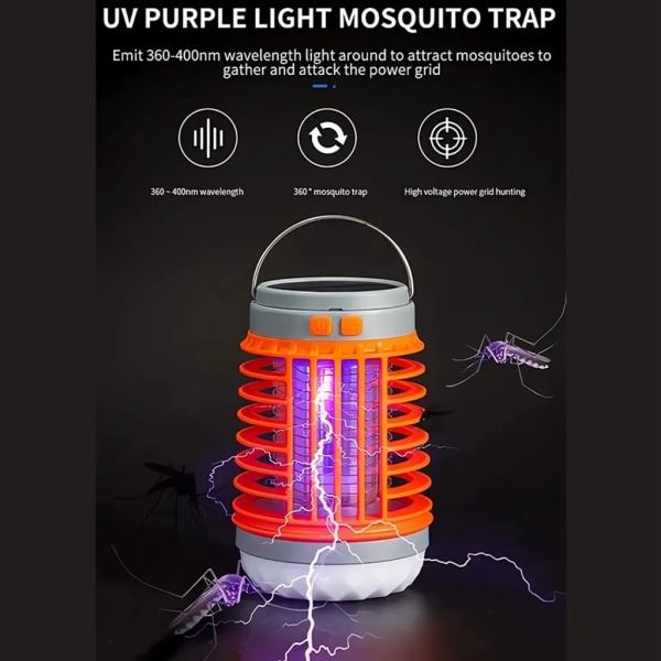 Solar Mosquito Killer Light Elektrisk Bug Killer, elektrisk myggkontroll Elektrisk flugfångare Bärbar Solar Ljusblå