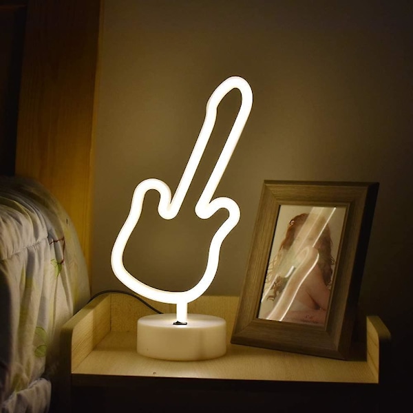 Nyhet Gitar Neon Lys Skilt Batteri&usb Drevet Led Neon Bordlamper Varme