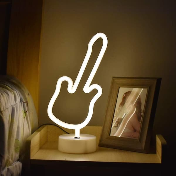 Nyhet Gitarr Neon Ljusskylt Batteri&usb Drivna Led Neon Bordslampor Varm