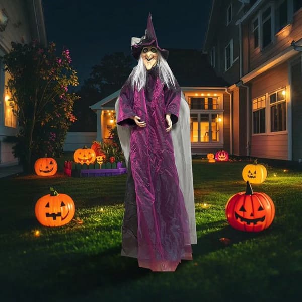 Uhyggelige, farverige, lydaktiverede heksepynt til Halloween, dekorative tilbehør