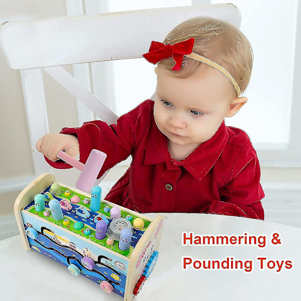 Tidlig utdanning leker tre pounding benk, 7-i-1 hammering & pounding leker med xylofon, tre