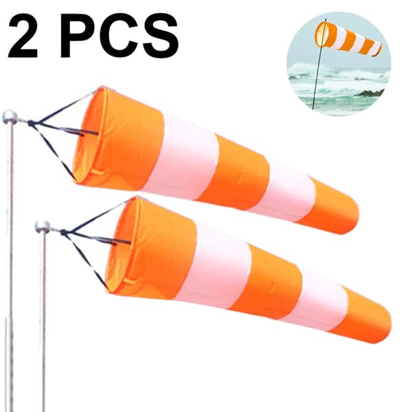 Pack Fickväderflöjel Utomhus Hängande Rip-Stop Vindstrut Roterande Vindstrut Extern Anemometer Paket (Fluorescerande Orange Vit)