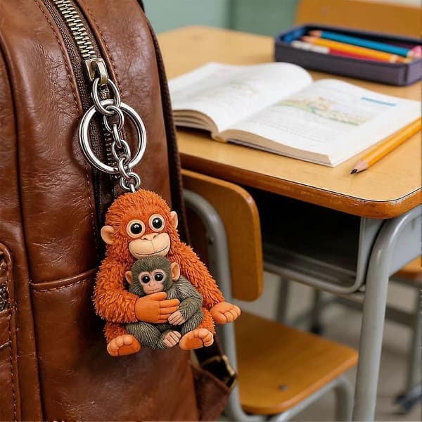 Protect Punch The Monkey-nøkkelring, 2D akryl søt Punch Monkey-nøkkelring C