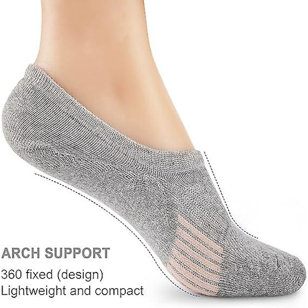 Damstrumpor No Show Athletic Ankle Socks Cushioned Running Low Cut 5 Par/Färg: Grå/Storlek:5-8
