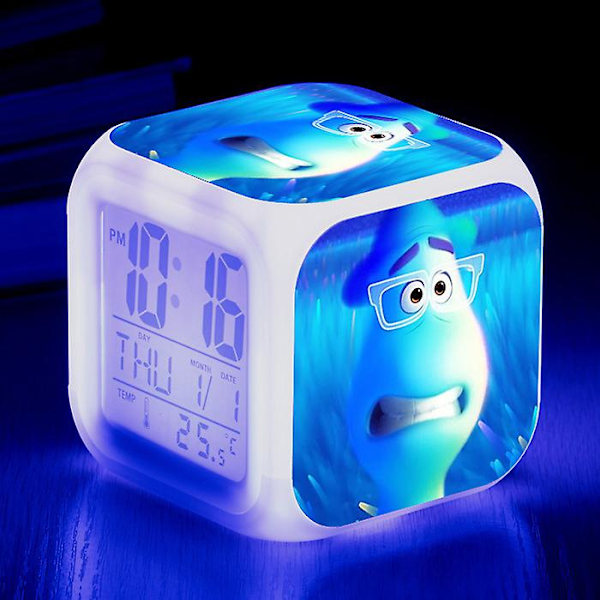 Wekity Anime Mind Adventure Färgglad väckarklocka LED Kvadratisk klocka Digital väckarklocka med tid, temperatur, alarm, datum