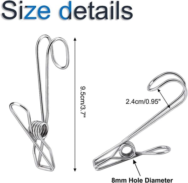 20 stk. klesklyper i metall, 9,5 cm klesklyper i rustfritt stål, klesklyper, klesklyper