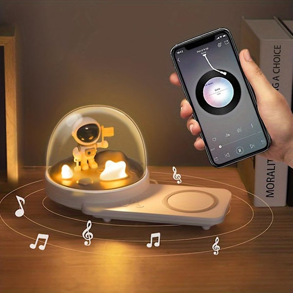 Smart trådlös laddare Bluetooth-högtalare romantisk färgstark atmosfär nattlampa LED sängbordslampa (evighetsblomma)