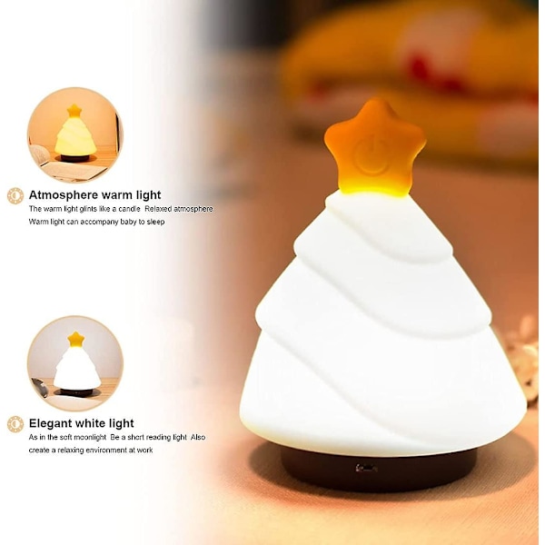 LED nattlys, bærbar silikon nattlampe USB oppladbar baby øyebeskyttelse sensor