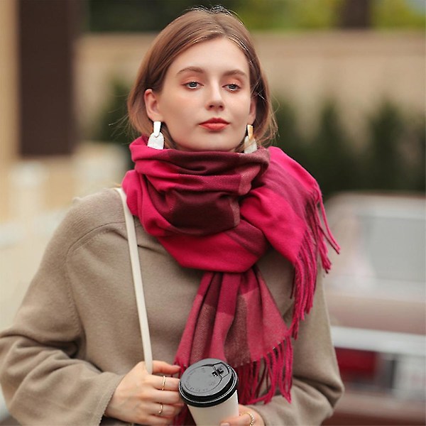 Moderne kvinder behagelig varm vinter efterår tæppe tørklæde mode blød（Style4）