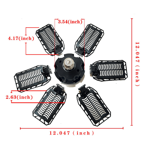 LED-garasjelys, deformerbare LED-garasjelys i taket med justerbare paneler（C）
