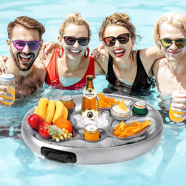Oppustelig drikkevareholder, PVC flydende ølholder, bærbar poolbakke, flydende bakke til poolparty