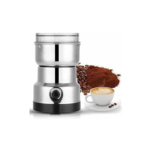 Kaffekvern, avtakbar pulverkvern med kniver i rustfritt stål for kaffebønner, linfrø, pepper, krydder og annet (EU-plugg)
