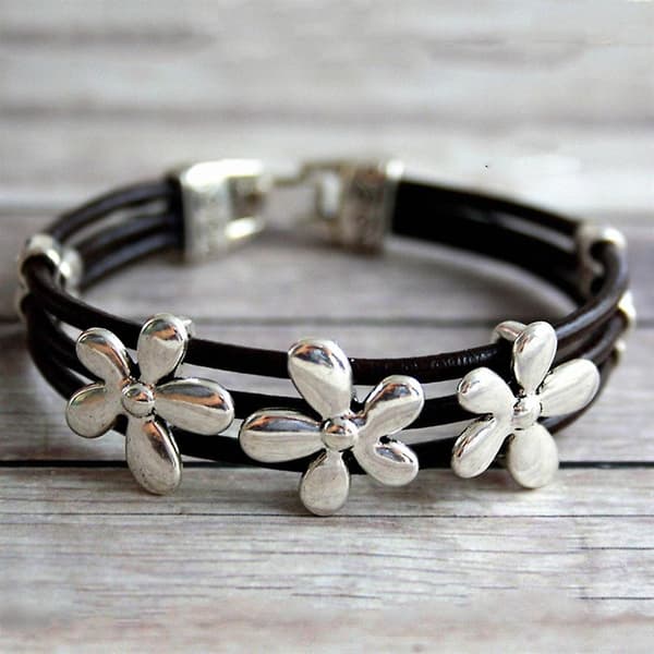 Flerskiktad kvinnlig armband accessoarer lädermaterial för flickor（B）