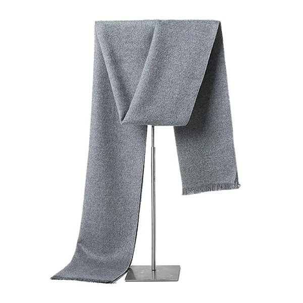 Herrscarf i ullbland, rutig, mjuk, trendig, finstickad halsduk med fransar för män, varm, klassisk och elegant rutig