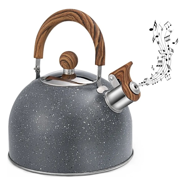 Whistle Kettle, 2.5L Stainless Steel Kettle, Teapot Induction, All Stovetop Tea Kettle, Kettle Teapot, Modern Automatic with Wood Grain Handle