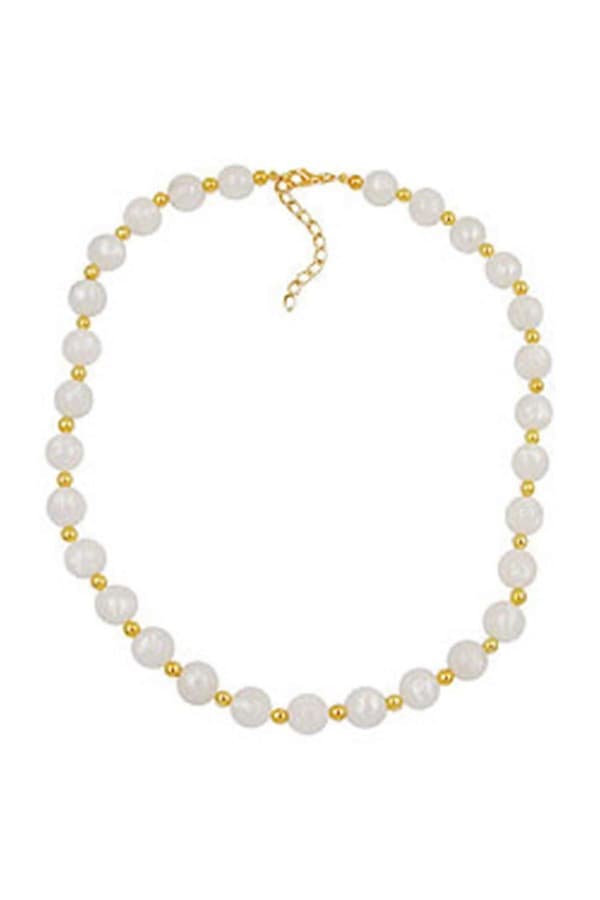 Halsband Pärlor Silkesvitt & Guld 80cm - Gl05868
