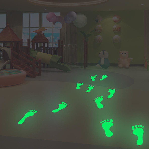 Glow-in-the-dark footprint-dekaler, färgglada fotspår och självlysande klistermärken för släta golv och keramiska plattor.