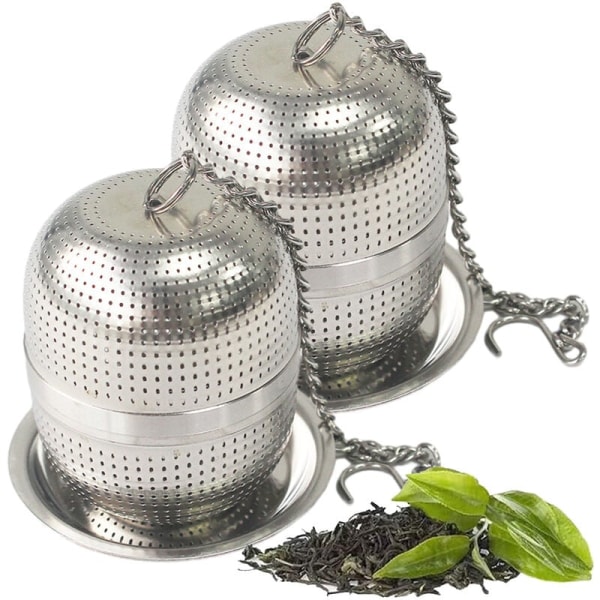 Te-sier til løs te, 2 te-sier i rustfrit stål - mikroperforeret mesh - til påfyldning af løs te, urter, krydderier og krydderier