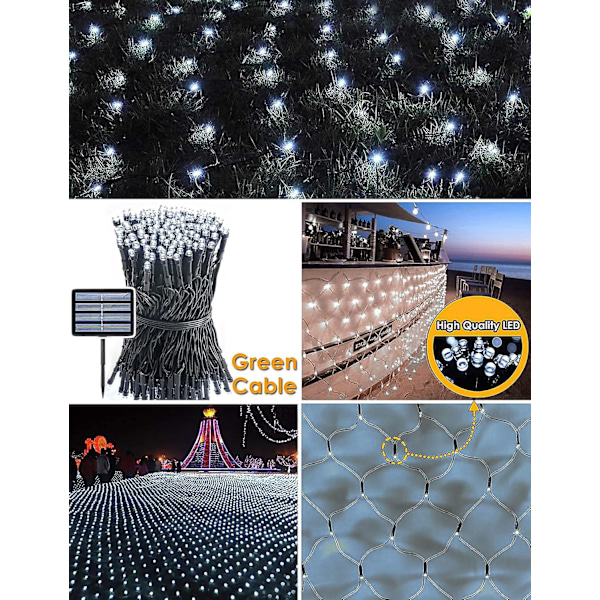 Dww-(Cool White) LED solnätljus, 3M*2M solnätljus/USB-driven, uppladdningsbart balkongnätstaket