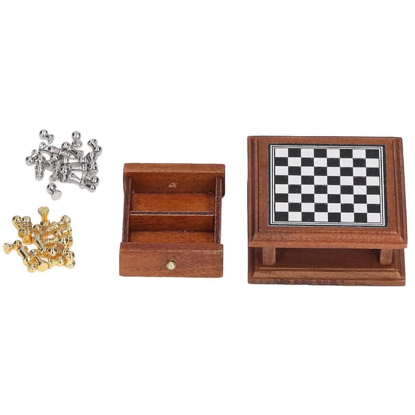 Miniatyr schackset 1:12 dockhus utsökt mini schackset heminredning present