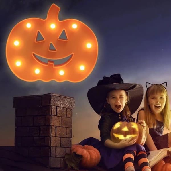 1 gresskar LED-panel, miljøvennlig plast, varmhvitt lys, bakbryter, Halloween soveromsdekorasjon.