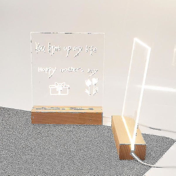 Led Akryl DIY Besked Nattelys Desktop Lysende Memo Note Board（trikromatisk lys）